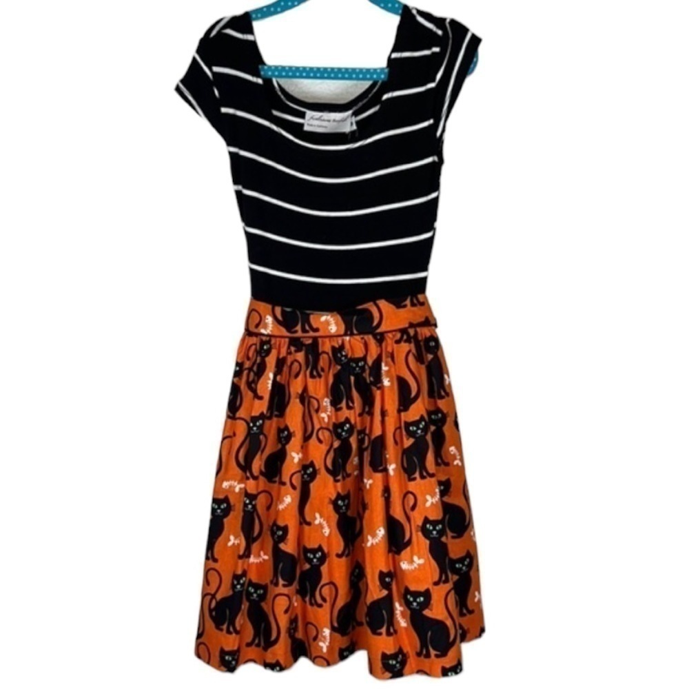 Fiveloaves Twofish Black Cat Halloween Dress Size 5